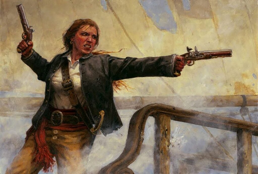 Anne Bonney, the ferocious female pirate defying society and it's norms in battle